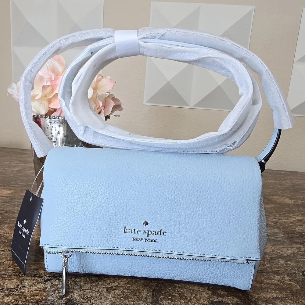 NWT Kate Spade New York Light Blue Leather Crossbody Bag MSRP $329